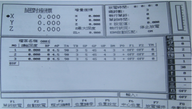 電火花機(jī)手動操作