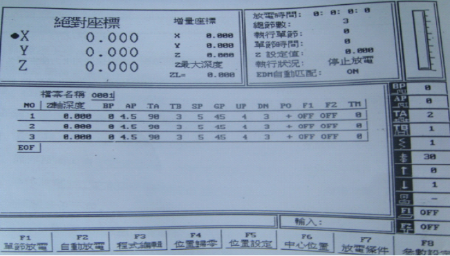 電火花機(jī)自動執(zhí)行